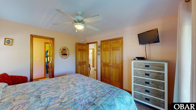 bedroom featuring ceiling fan