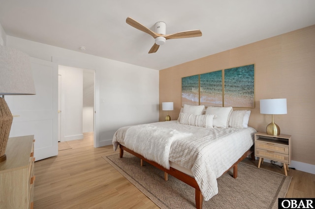 2072 Sandfiddler Rd Lot 85, Corolla, NC 27927 - bedroom featuring light wood-style floors, baseboards, and a ceiling fan