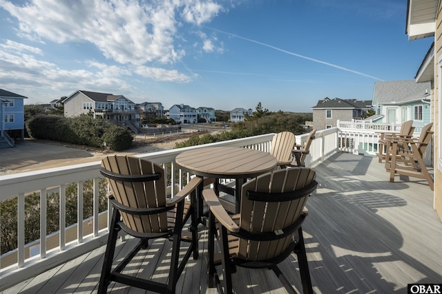 deck with a residential view