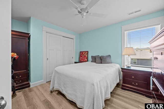 1021 Harbour View Dr Lot 43, Kill Devil Hills, NC 27948 - bedroom featuring light wood finished floors, a closet, and a ceiling fan