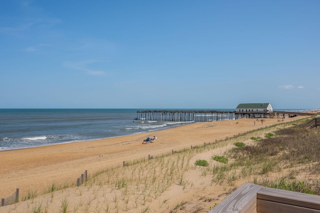 view of water feature featuring a beach view