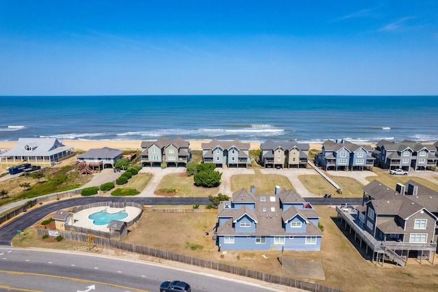 aerial view with a residential view and a water view