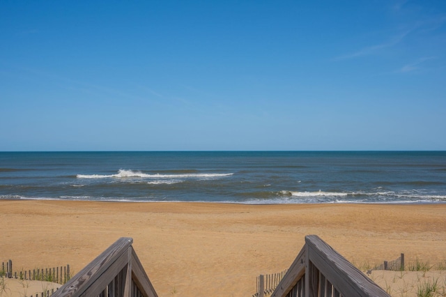 property view of water featuring a view of the beach