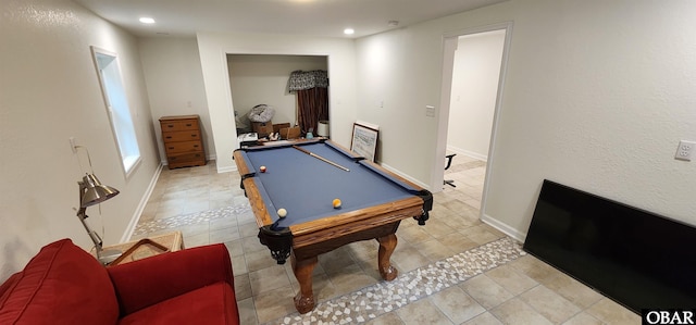 4327 S Hammerhead Dr Lot # 37, Nags Head, NC 27959 - playroom featuring billiards, recessed lighting, baseboards, and light tile patterned flooring
