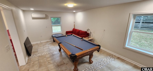 4327 S Hammerhead Dr Lot # 37, Nags Head, NC 27959 - recreation room featuring an AC wall unit, billiards table, recessed lighting, and baseboards