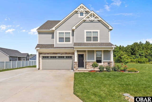 115 Sligo Way Lot 10, Moyock, NC 27958 - craftsman-style house with concrete driveway, an attached garage, a shingled roof, and a porch