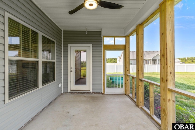 115 Sligo Way Lot 10, Moyock, NC 27958 - unfurnished sunroom with ceiling fan