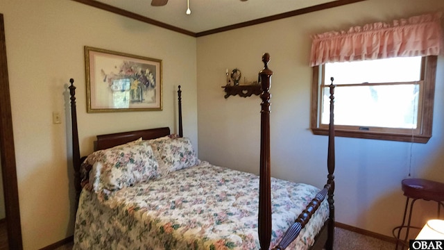 1809 Apache St Lot 3, Kill Devil Hills, NC 27948 - bedroom featuring crown molding, carpet flooring, and ceiling fan