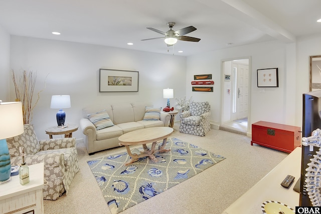 1143 Albemarle Ct Unit 681, Corolla, NC 27927 - carpeted living room featuring ceiling fan and recessed lighting
