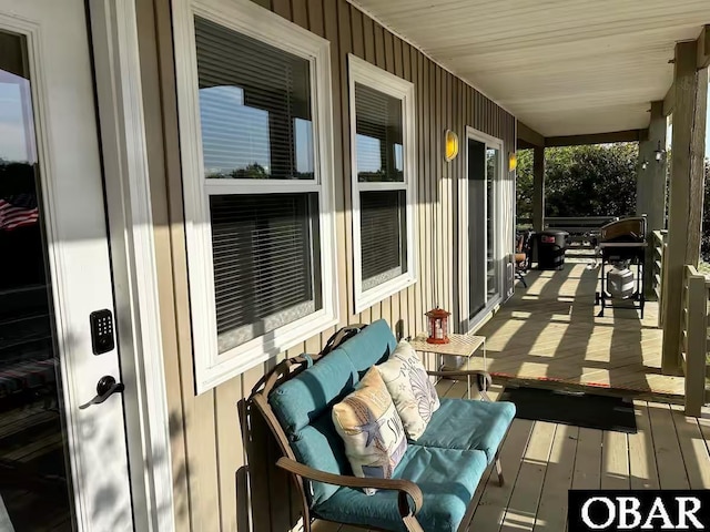 wooden deck with covered porch