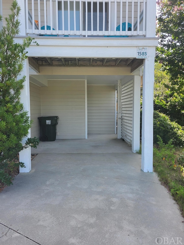 garage with a carport