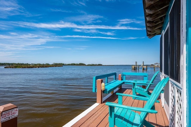 dock area featuring a water view