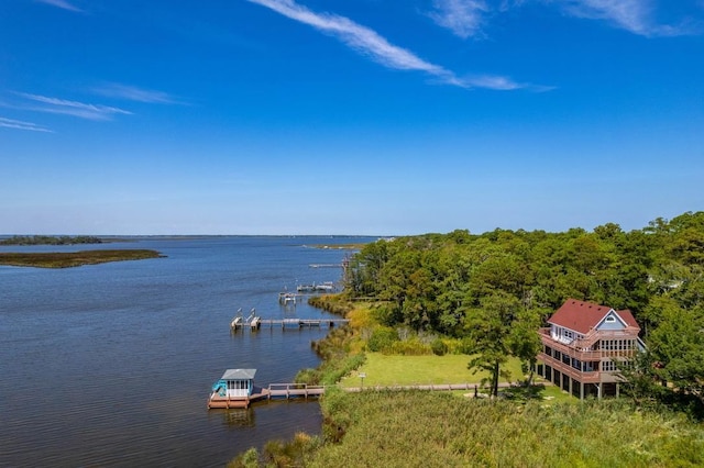 property view of water with a floating dock