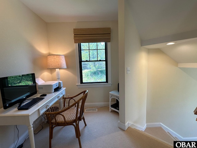 126 Buffell Head Rd Lot 146, Duck, NC 27949 - carpeted office space with baseboards and a wood stove