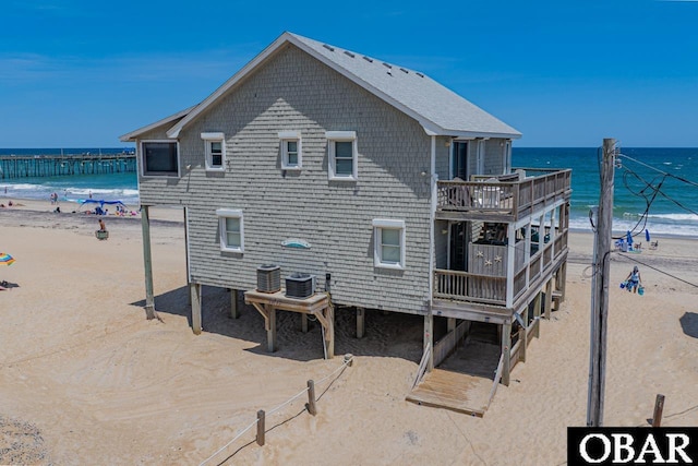 24143 Ocean Dr Lot 4, Rodanthe, NC 27968 - back of house featuring view of water and beach and central air condition unit