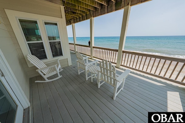 22097 Sea Gull St Lot 7, Rodanthe, NC 27968 - wooden terrace with view of water and beach