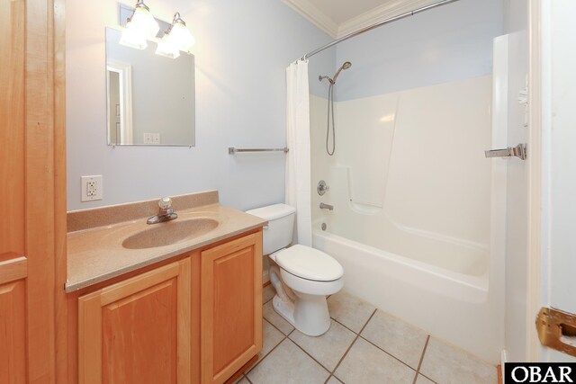 892 S Mills Rd Lot 10, Moyock, NC 27958 - full bath featuring tile patterned floors, toilet, vanity, shower / bath combo with shower curtain, and ornamental molding