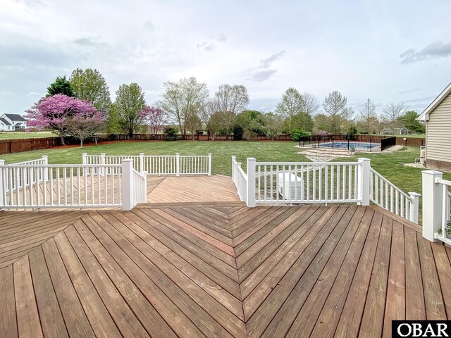 892 S Mills Rd Lot 10, Moyock, NC 27958 - wooden terrace with a fenced backyard, an outdoor pool, a yard, and a patio
