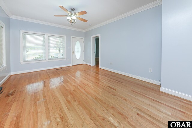 892 S Mills Rd Lot 10, Moyock, NC 27958 - spare room featuring light wood finished floors, baseboards, crown molding, and a ceiling fan