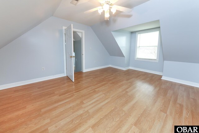 892 S Mills Rd Lot 10, Moyock, NC 27958 - additional living space with baseboards, lofted ceiling, light wood-style floors, and ceiling fan