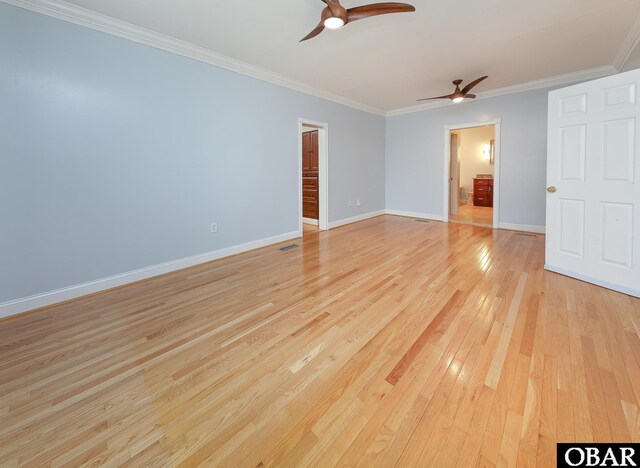 892 S Mills Rd Lot 10, Moyock, NC 27958 - spare room featuring baseboards, ceiling fan, ornamental molding, and light wood finished floors