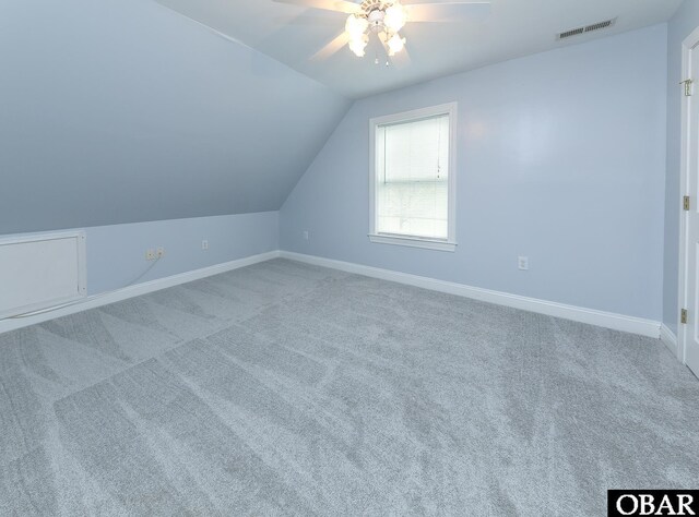 892 S Mills Rd Lot 10, Moyock, NC 27958 - additional living space with vaulted ceiling, carpet, baseboards, ceiling fan, and visible vents