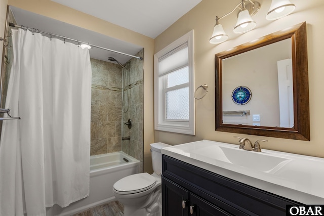 23014 Cross Of Honor Way Lot 20, Rodanthe, NC 27968 - bathroom with toilet, vanity, shower / bath combo, and wood finished floors