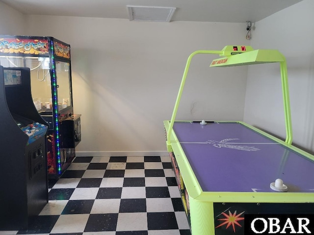 rec room featuring tile patterned floors