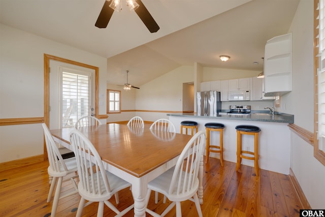 1602 Harbour View Dr Lot 119, Kill Devil Hills, NC 27948 - dining room with a ceiling fan, light wood finished floors, and lofted ceiling