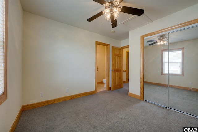 1602 Harbour View Dr Lot 119, Kill Devil Hills, NC 27948 - unfurnished bedroom featuring carpet floors, attic access, a closet, and ceiling fan