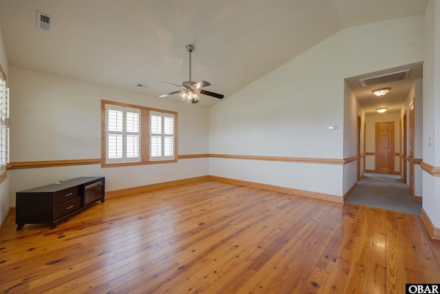 1602 Harbour View Dr Lot 119, Kill Devil Hills, NC 27948 - empty room with lofted ceiling, light wood-style floors, and a ceiling fan