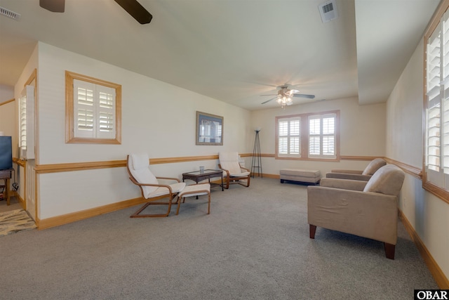 1602 Harbour View Dr Lot 119, Kill Devil Hills, NC 27948 - carpeted living area featuring ceiling fan