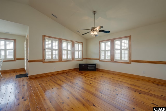 1602 Harbour View Dr Lot 119, Kill Devil Hills, NC 27948 - unfurnished room featuring hardwood / wood-style floors, ceiling fan, and lofted ceiling
