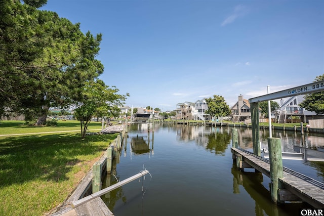 1602 Harbour View Dr Lot 119, Kill Devil Hills, NC 27948 - dock area featuring a water view, a yard, and a residential view