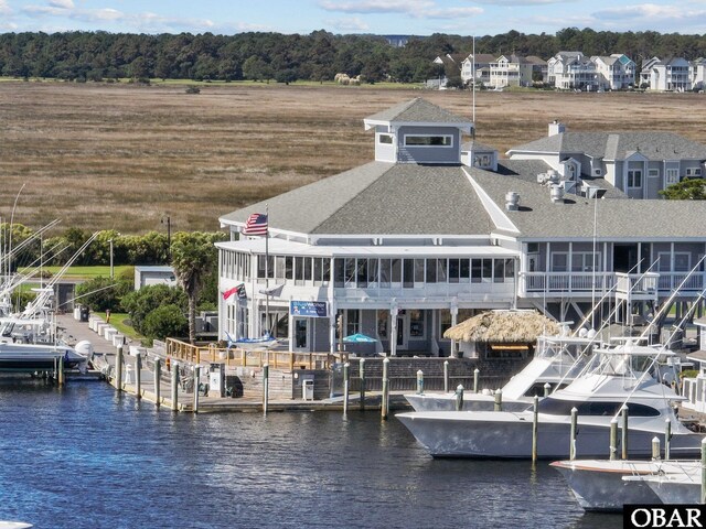 exterior space featuring a water view