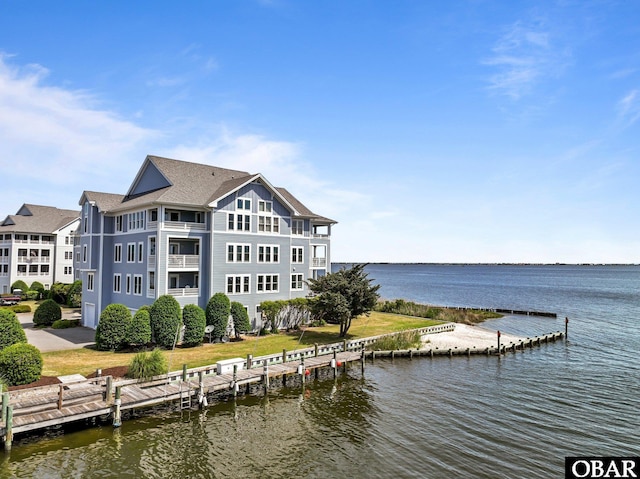 exterior space featuring a boat dock