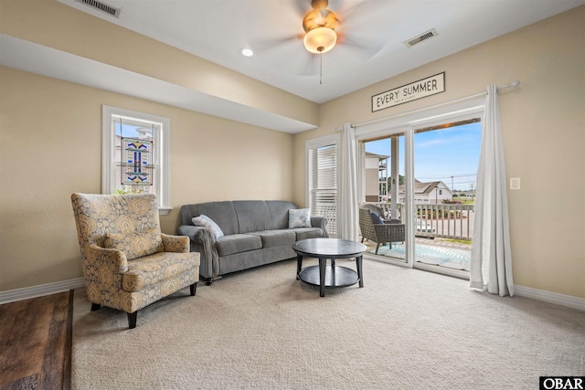 1108 Cambridge Rd Unit 307-A, Kill Devil Hills, NC 27948 - living area featuring baseboards and ceiling fan