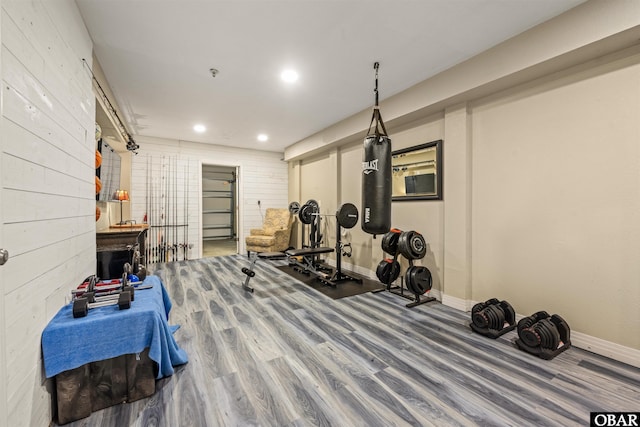 1108 Cambridge Rd Unit 307-A, Kill Devil Hills, NC 27948 - exercise area featuring wood finished floors and recessed lighting