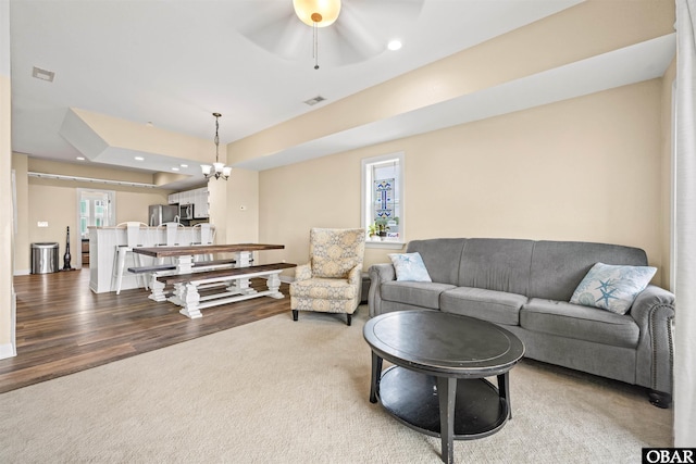 1108 Cambridge Rd Unit 307-A, Kill Devil Hills, NC 27948 - living area with recessed lighting, wood finished floors, and ceiling fan