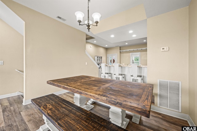 1108 Cambridge Rd Unit 307-A, Kill Devil Hills, NC 27948 - dining room featuring wood finished floors, a chandelier, and recessed lighting