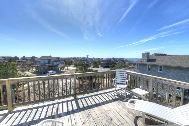 deck with a residential view