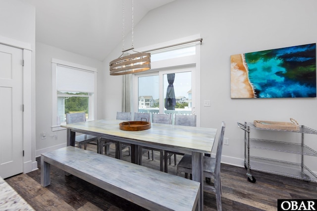 1206 Windance Ln Lot 103, Corolla, NC 27927 - dining room featuring wood finished floors, vaulted ceiling, and baseboards