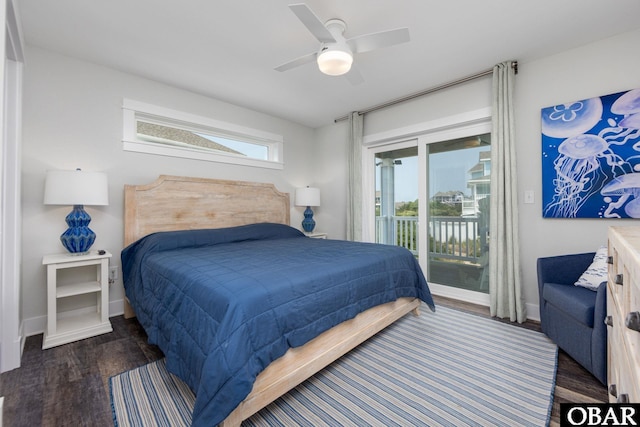 1206 Windance Ln Lot 103, Corolla, NC 27927 - bedroom with access to exterior, wood finished floors, baseboards, and a ceiling fan
