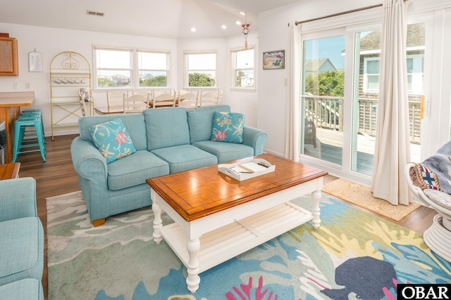 631 Skimmer Ct Lot 17, Corolla, NC 27927 - living room featuring wood finished floors and recessed lighting