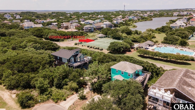 631 Skimmer Ct Lot 17, Corolla, NC 27927 - aerial view of a pool area and a large body of water
