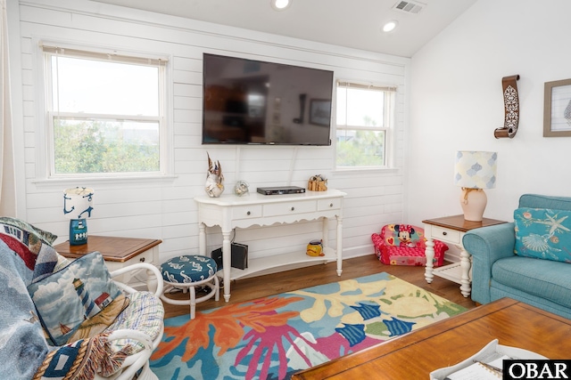 631 Skimmer Ct Lot 17, Corolla, NC 27927 - living area with wood finished floors, recessed lighting, and wooden walls