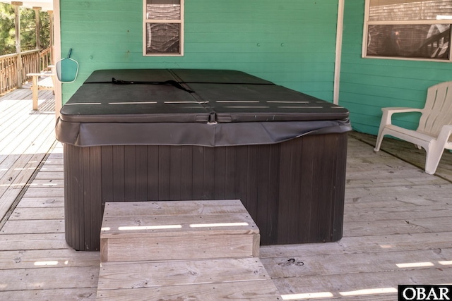 631 Skimmer Ct Lot 17, Corolla, NC 27927 - wooden deck with a hot tub