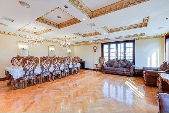 1366 70th St, Brooklyn, NY 11228 - building lobby with ornamental molding and beam ceiling