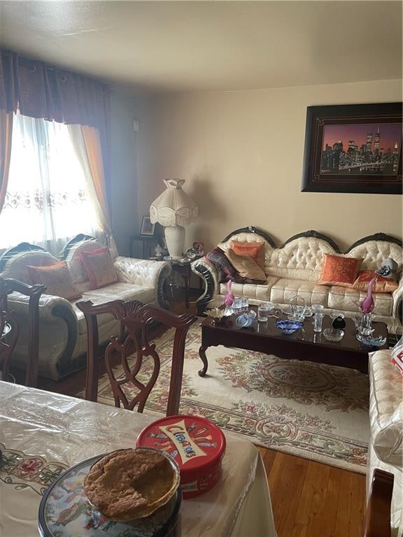 living room with hardwood / wood-style floors