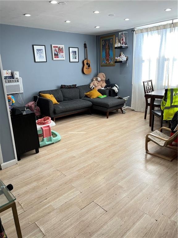 living room featuring light hardwood / wood-style flooring